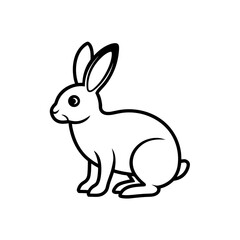 Fototapeta premium Outlined rabbit sitting uprightly on transparent background