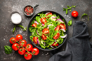 Fresh salad with leaves and vegetables.