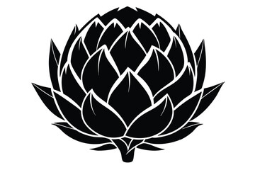 Black and white artichoke vegetable showcases its textured layers with striking contrast