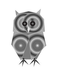 Grayscale Owl Posing with Wings Shut