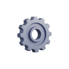 3d icon of 3d gray gear cogwheel, representing mechanics, engineering, and industry, isolated on transparent background