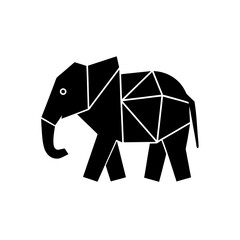 Geometric low poly black elephant