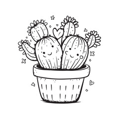 Cute Cacti in Love Adorable Plant Friends