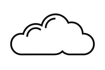 Single stylized cloud has a flat bottom and a black stroke outlining the shape