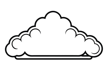 Fototapeta premium Black outline depicts a simple white cloud form against a plain backdrop