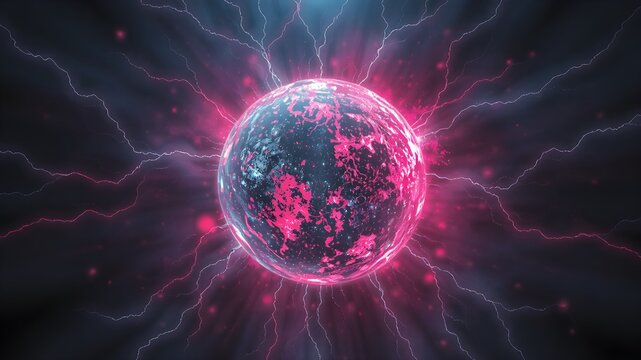 Sci-fi energy sphere glowing digital core background