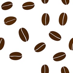 Obraz premium Scattered brown coffee bean illustration on a clean, bright white background