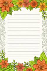 frame with flowers and leaves