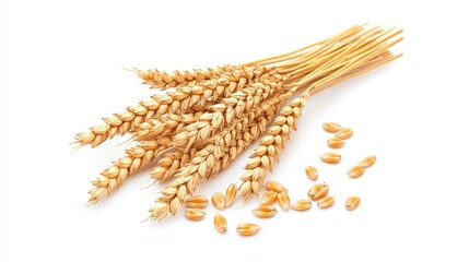 High-quality wheat grains and stalks showcasing agricultural harvest, healthy cereal crop production, organic farming, and natural staple food in rural landscapes