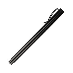 Black  Metal Pen with Black Clip and Cap, beautiful close-up top view on png background