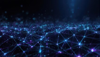 Obraz premium Abstract Network of Glowing Blue and Purple Nodes Connected by Lines.