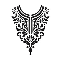 Ornamental Floral Design A classic black and white floral design element featuring elegant, curved leaves and intricate detailing. Perfect for use in decorative borders, logos © Mafas