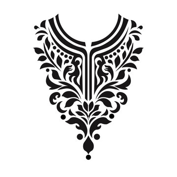 Ornamental Floral Design A classic black and white floral design element featuring elegant, curved leaves and intricate detailing. Perfect for use in decorative borders, logos
