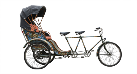 Pedicab or Rickshaw isolated on white transparent background, Pedicab PNG 