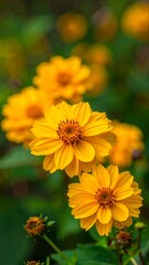 Obraz premium Vivid close-up shot showcasing a cluster of sunny yellow flowers