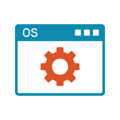 Operating system window icon with gear symbol for software configuration technology development clean vector illustration design