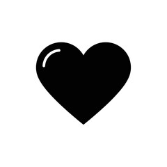 Solid black heart icon symbol of love romance valentine's day celebration amour affection vector silhouette on a white background