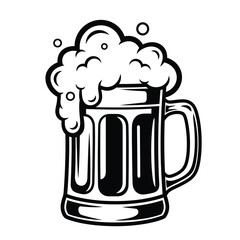Illustration of a frothy beer mug