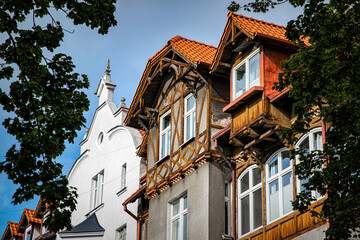 Ancient half-timber block residential house in Gdansk