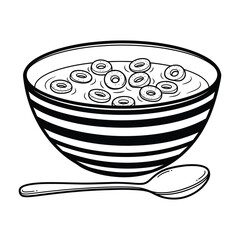 Vector art of bowl of cereal with spoon