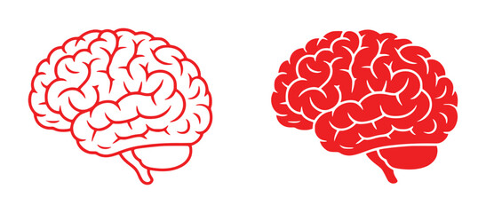 Two Red Brain Icons on a White Background