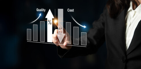 Increase quality and reduce cost represent quality, cost, and performance optimization for business...