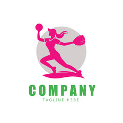 Women tennis sports logo