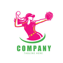 Women tennis sports logo