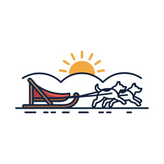 Dog Sled icon vector on White Background Vector Art Illustration on white background.