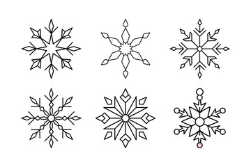 A set of six snowflake illustrations