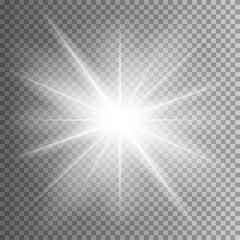 Glow white light effect set, lens flare, explosion, glitter, line, sun flash, spark and stars. Abstract special effect element design.