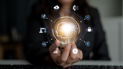 A concept of a global AI ecosystem centered on digital intelligence. Network integrates diverse applications like industrial automation, cloud computing, and fintech for worldwide innovation. Fermion