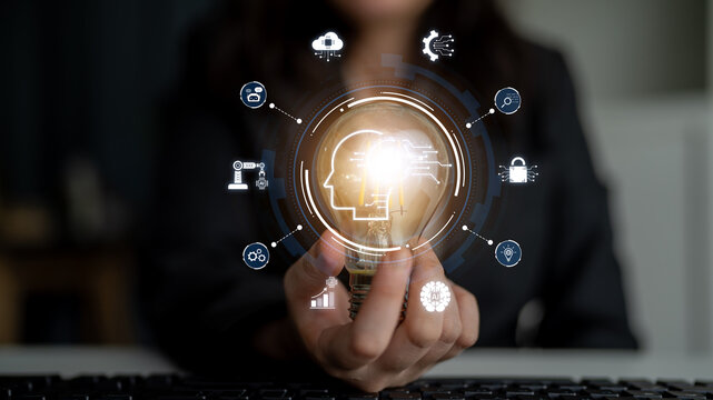 A concept of a global AI ecosystem centered on digital intelligence. Network integrates diverse applications like industrial automation, cloud computing, and fintech for worldwide innovation. Fermion - Powered by Adobe