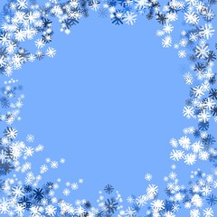 abstract blue background with snowflakes snow winter frame