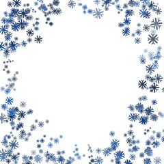 abstract blue background with snowflakes snow winter frame