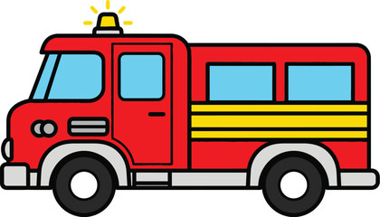 Cartoon fire truck drawing vector illustration clip art image editable vector