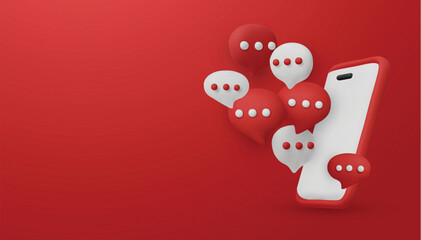 Minimalist 3D chat icons for concepts of conversation, exchanging ideas, and ongoing discussion in apps or websites