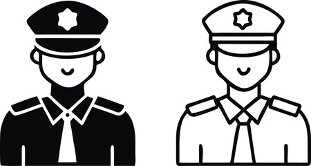Two police officer avatars display in both solid black and outline style icons
