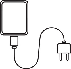 Obraz premium Digital Device Power Source: A simple and elegant graphic of a digital device with its power adapter, illustrating the essential connection for charging and operation. 