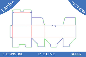 Die Cut Box Template With Tuck Flap And Fold Lines