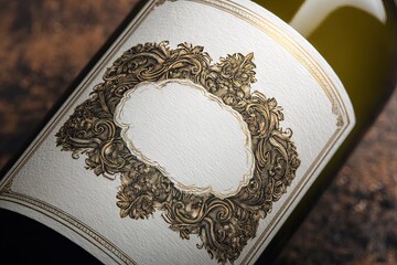Ornate Vintage Wine Label Mockup with Intricate Gold Detailing