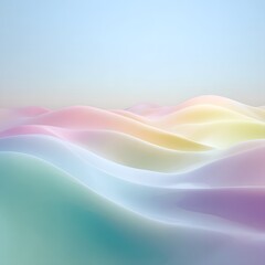 Obraz premium Serene pastel waves create a tranquil landscape in soft hues of pink, yellow, and blue, evoking calm and peace.