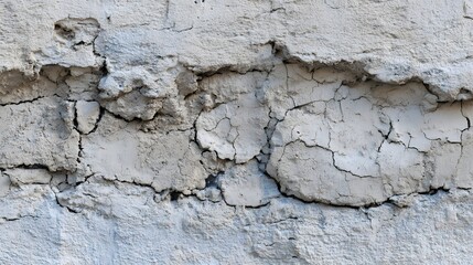 Fototapeta premium Textured wall surface with visible cracks and peeling paint, showcasing wear and age.