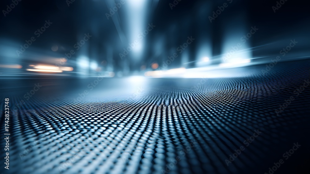 Wall mural abstract close-up of a textured surface in a blue and silver digital environment, creating a futuris