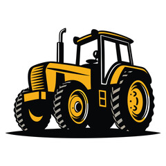 Yellow and black tractor showcases a robust vehicle design ready for the agriculture field work