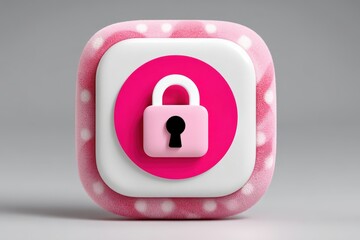 Innovative digital padlock icon with a playful pink backdrop symbolizing security and privacy in modern technology enhancing user autonomy and trust in the digital landscape