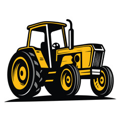 Bold yellow tractor presents vintage agricultural power and classic farming technology style