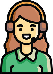 Female cartoon operators wearing headsets are ready to assist callers today