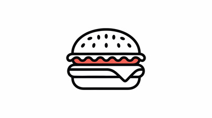 Fototapeta premium Burger icon simple line art vector illustration isolated on white background for menu design