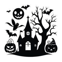 halloween background with haunted house
